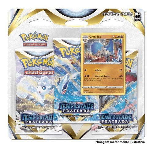 Triple Pack Pokémon Cranidos E E 12 Tempestade Prateada Card
