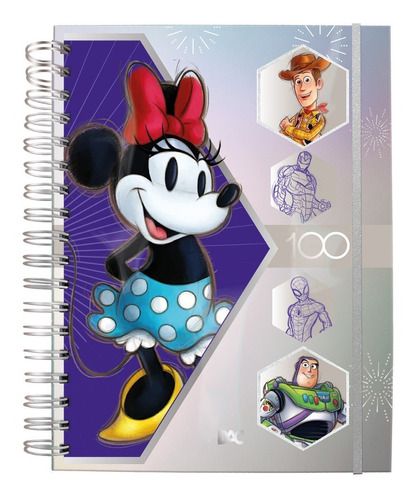 Mini Caderno Smart Personagens Disney 100 Espiral Versátil