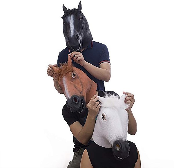 Máscara cabeça de cavalo de látex fantasia cosplay