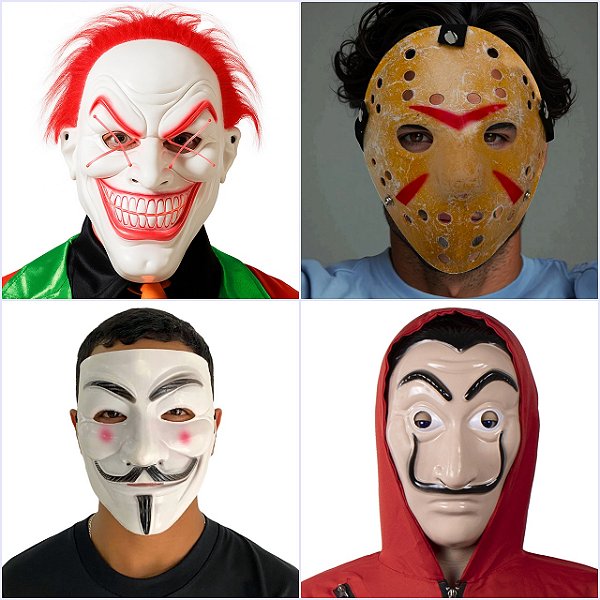 Mascara Realista V de Vingança, Jason, La Casa de Papel, Coringa- Fantasia Halloween