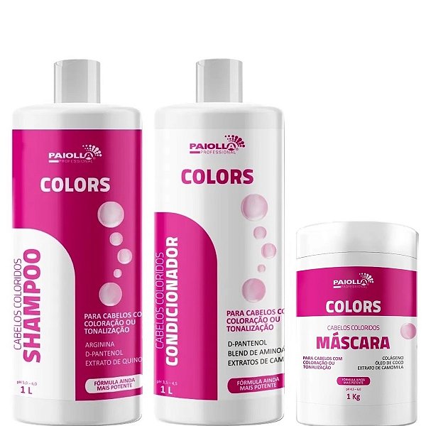 Paiolla Tratamento para Cabelos Coloridos Profissional 1L- 3 Produtos