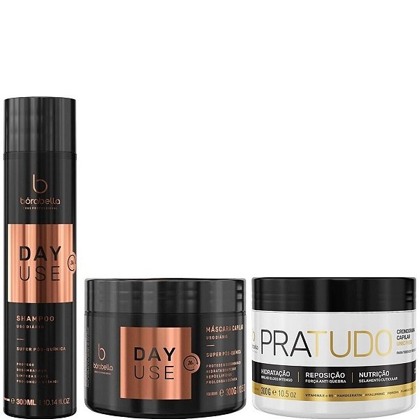 Borabella Kit DayUse Pós-Química + Cronograma Pratudo 3x300g