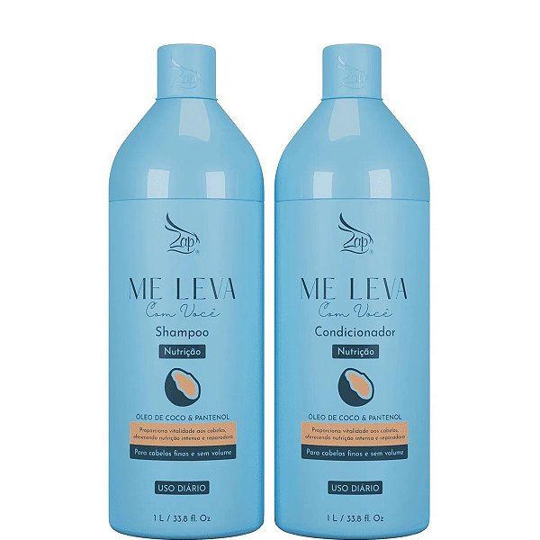 Zap Shampoo e Condicionador Nutrição Óleo de Coco & Pantenol 2x1 L