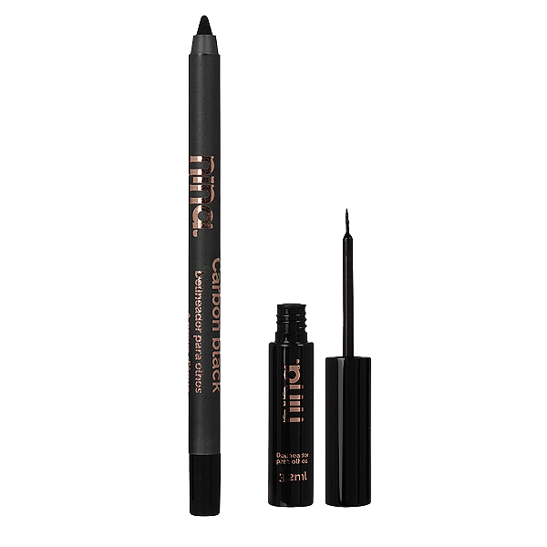 KIT LAPIS PARA OLHOS + DELINEADOR LIQUIDO CARBON BLACK - NINA MAKEUP