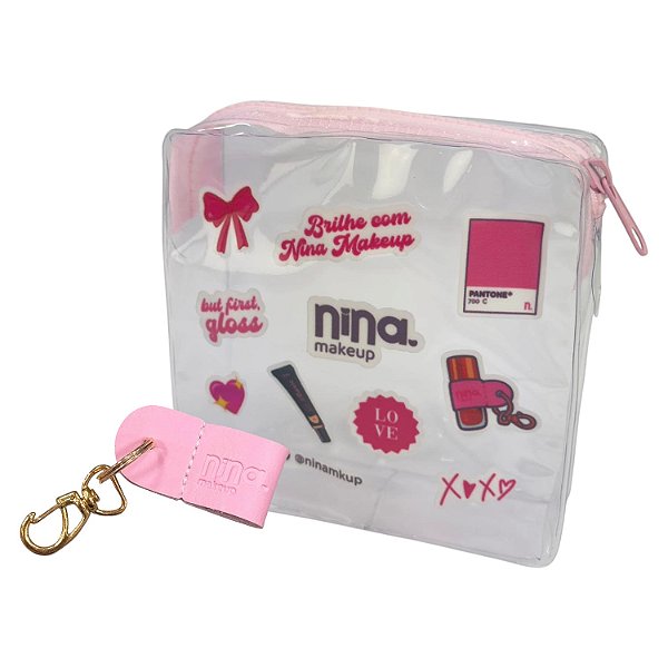 KIT NECESSAIRE EMOJI + CHAVEIRO GLOSS