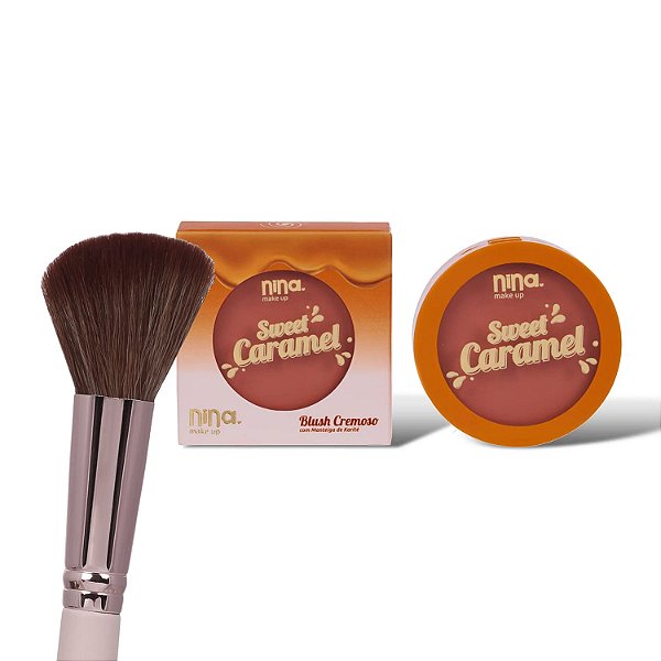 Kit Blush Sweet Caramel + Pincel Chanfrado para Blush