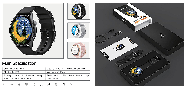 Relogio Smartwatch Redondo ZW10 - AMOLED