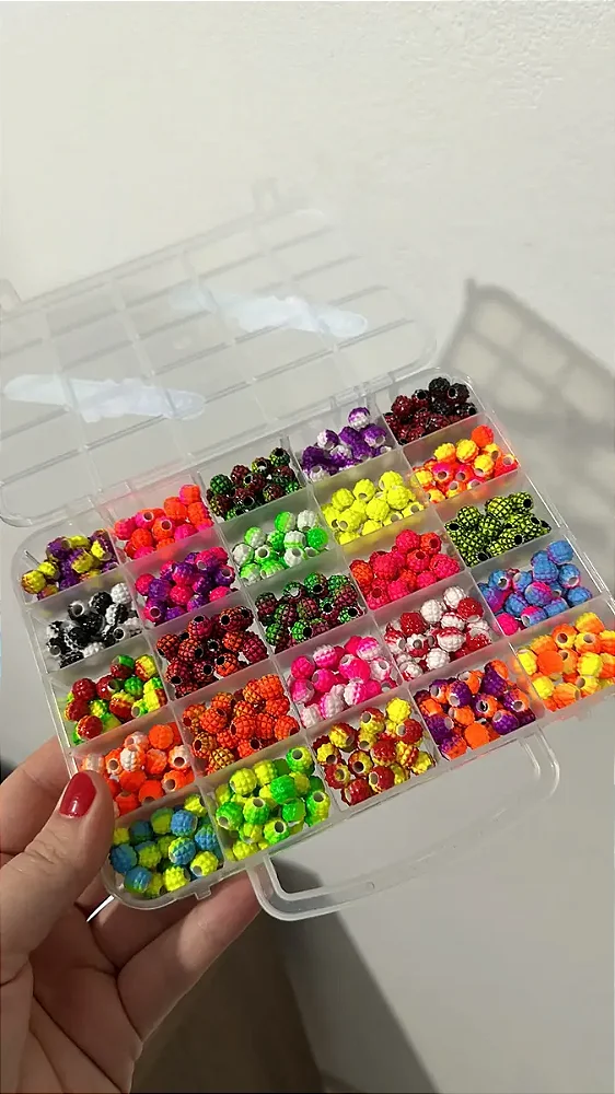 Kit Maleta Com 250 Miçangas Abacaxi Para Pesca - Várias Cores Vibrantes