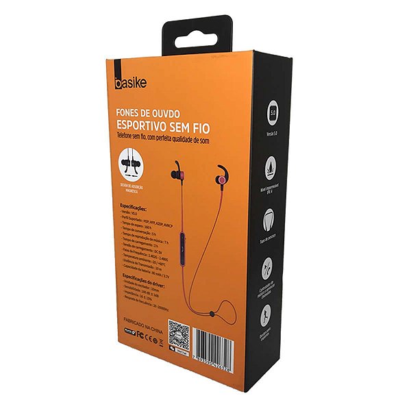 FONE DE OUVIDO BASIKE ESPORTIVO BLUETOOTH BA-FON6671