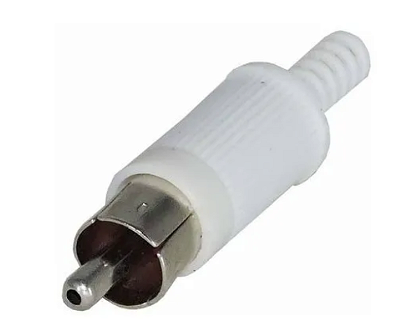 PLUG RCA S/ RABICHO BRANCO/NIQUEL