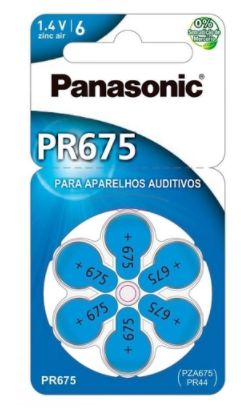 BATERIA PANASONIC AUDITIVA ZINC AIR C/ 6  PR-675 (1,4V/605MAH) (00261) PR-675BR/300