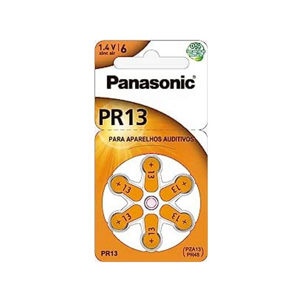 BATERIA PANASONIC AUDITIVA ZINC AIR C/ 6  PR-13 (1,4V/250MAH) (00278) PR-13BR/300