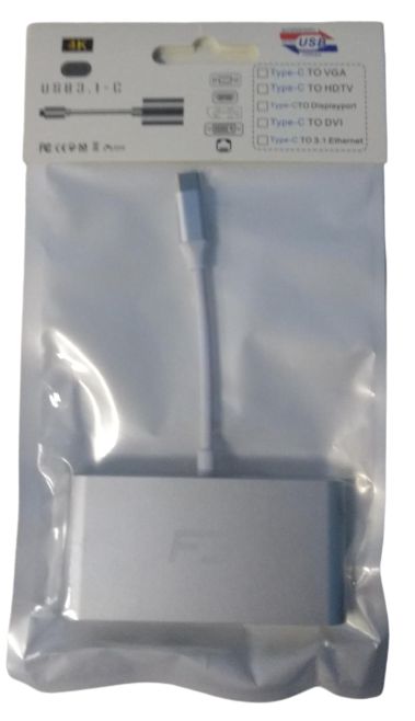 CABO ADAPTADOR USB-C 3.1 PARA HDMI 4K - USB 3.0 - TYPE-C - RJ45 JC-TYC-401