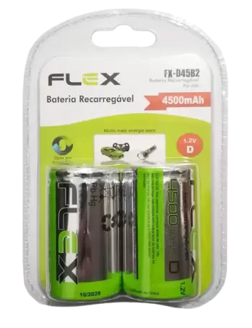 BATERIA RECARREGAVEL ( D ) 1.2V 4500mAh FLEX FX-D45B2