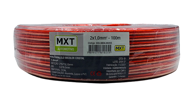 FIO PARALELO BICOLOR CRISTAL 2x1.0MM MXT AUTOMOTIVO