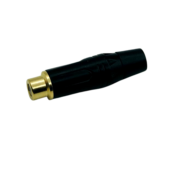 PLUG RCA FEMEA DE METAL PROFISSIONAL PONTA DOURADA - PRETO