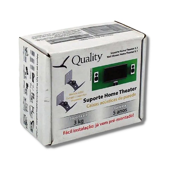 SUPORTE DE PAREDE P/ HOME THEATER QUALITY QS80 PRETO
