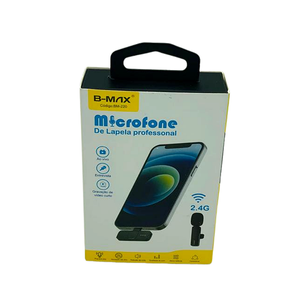 MICROFONE DE LAPELA COM ENTRADA TIPO C B-MAX BM-220TC