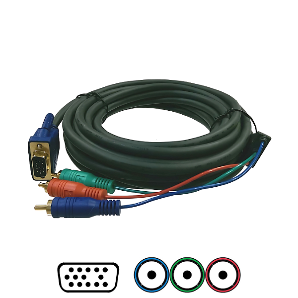 CABO VGA DB15 x VIDEO COMPONENTE X-CELL (5.0M) BAG