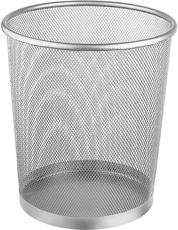 LIXEIRA EM METAL NA COR PRATA 26CM AIH1202