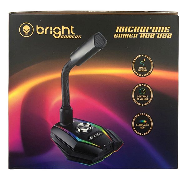 MICROFONE GAMER USB RGB BRIGHT
