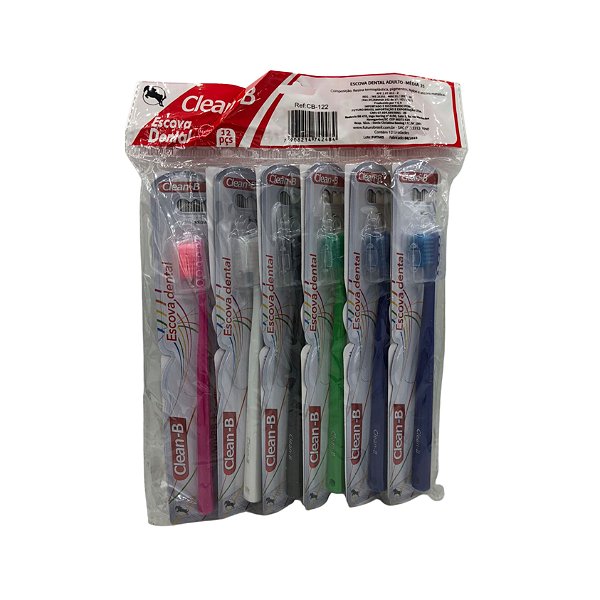 ESCOVA DENTAL ADULTA PACK COM 12 Pçs  - MARCA CLEAN B