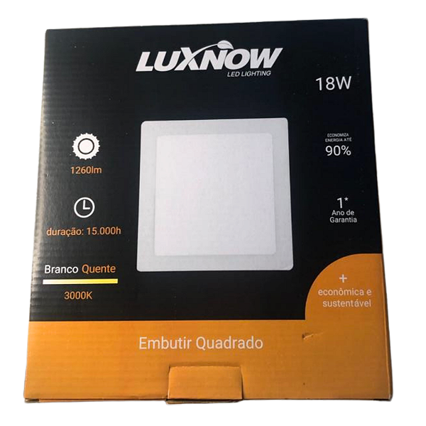 PAINEL EMB QUADRADO 18W 3000K - LUXNOW