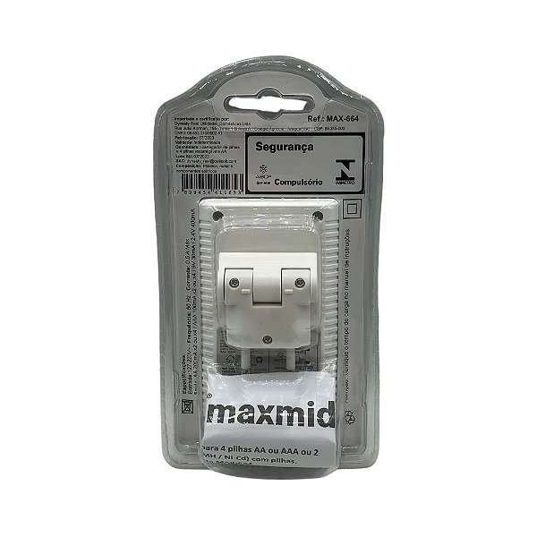 CARREGADOR DE PILHAS AAA/AA/9V C/ 4 PILHAS MAX MIDIA MAX-664