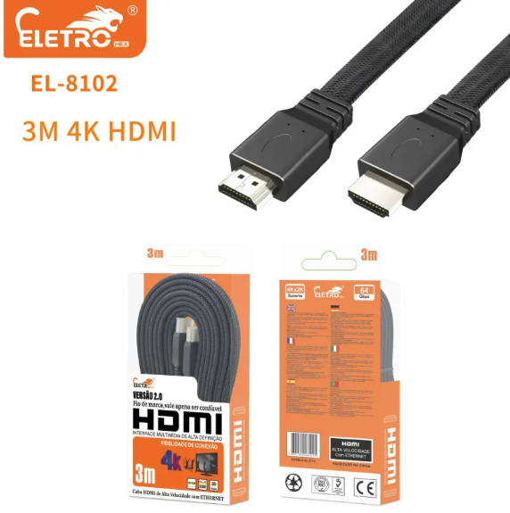 CABO HDMI VERSÃO 2.0 3m ELETROMEX EL-8102
