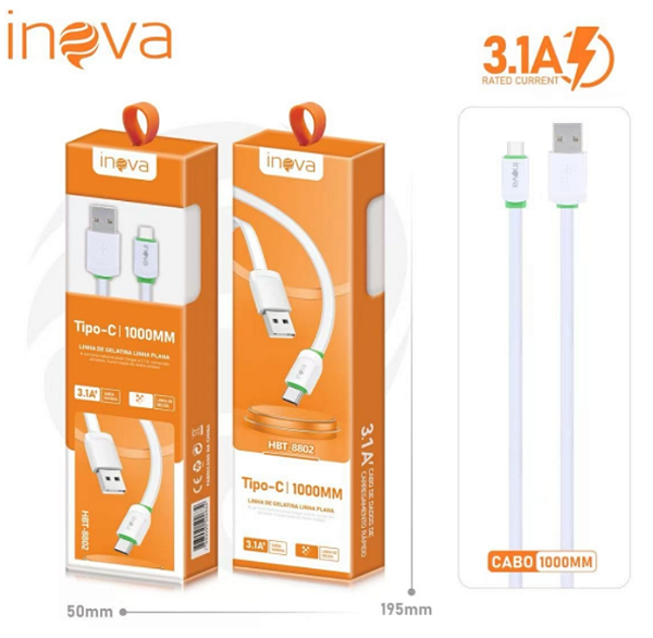 CABO DE DADOS TIPO C 1M 3.1A INOVA HBT-8802