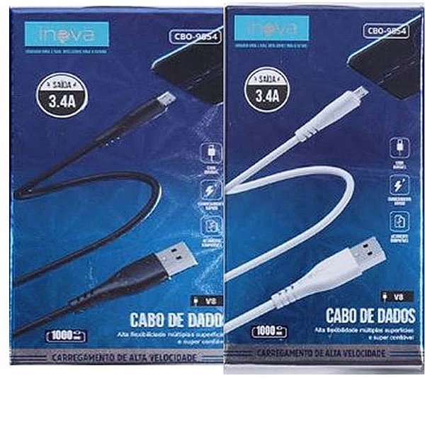 Cabo de Dados USB V8 1M 3.4a Inova Cbo-9854