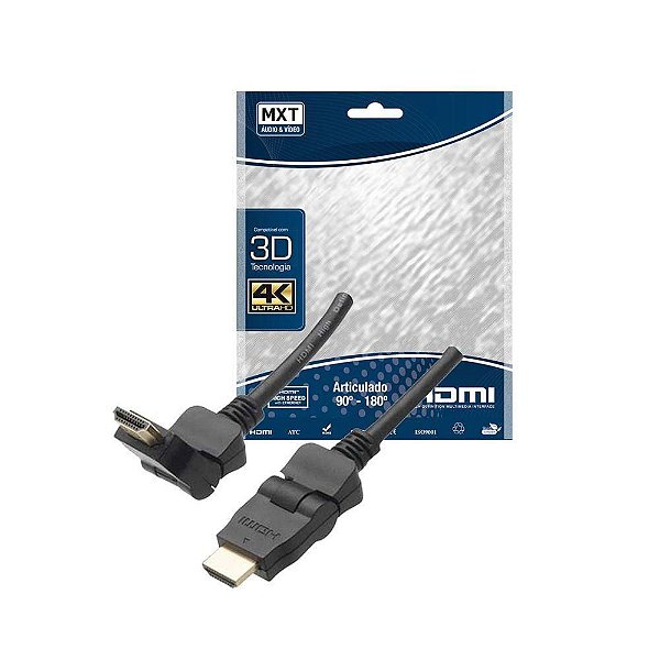 CABO HDMI ARTICULADO 90 /180 HIGH SPEED 30AWG DOURADO 1,5M