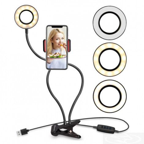RING LIGHT 3,5 POLEGADAS COM SUPORTE PARA SMARTPHONE ARTICULADO X-CELL XC-RL-01