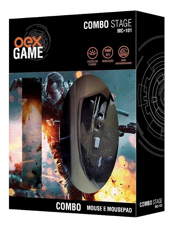 COMBO STAGE MOUSE E MOUSEPAD USB OEX MC101