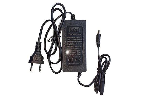 FONTE CHAVEADA PARA CFTV 12V/3A, COM CABO DE 1M, 2X0.50MM MX-12V3.0AFX C/ LED