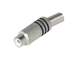 PLUG RCA 6MM METAL FEMEA C/MOLA PRETO/NIQUEL