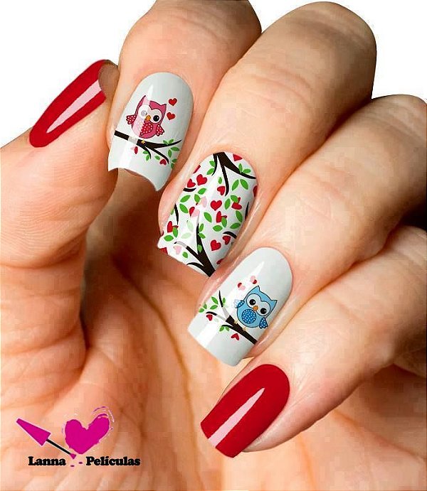 Películas ou Adesivos decorados para unhas  Corujinhas Love