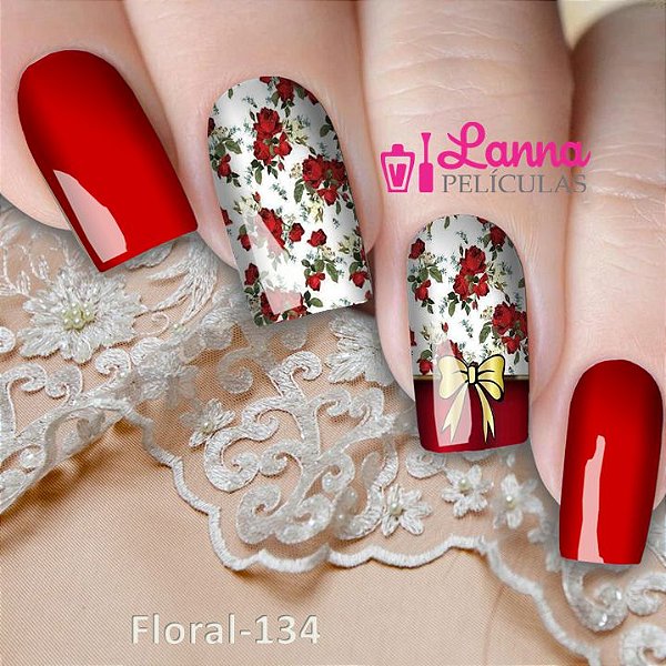 Películas ou Adesivos decorados para unhas  Flores e Laço