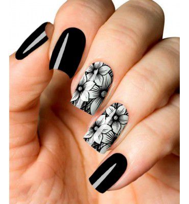 Películas ou Adesivos decorados para unhas  Preta Floral 02