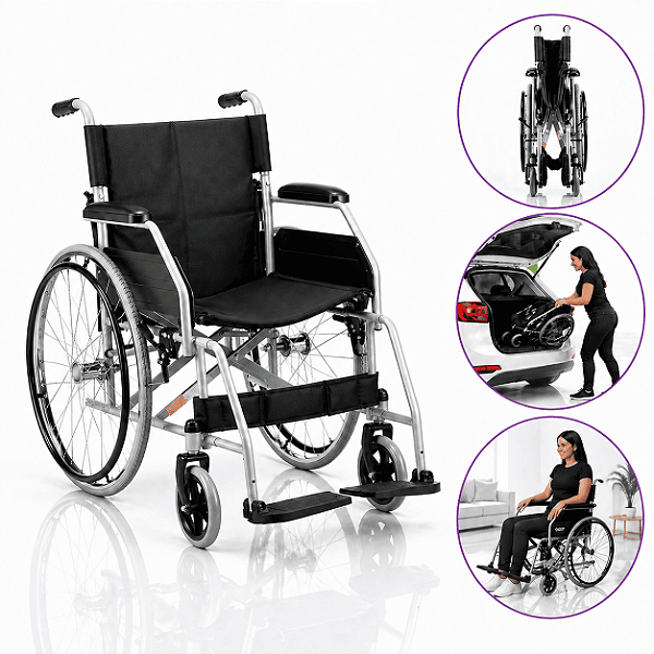 Cadeira de Rodas Modelo D100 Dobrável Resistente Até 120kg - Dellamed
