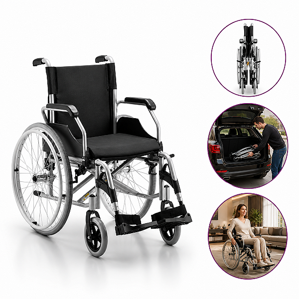 Cadeira De Rodas Modelo D600 Dobrável Até 120 Kg - Dellamed