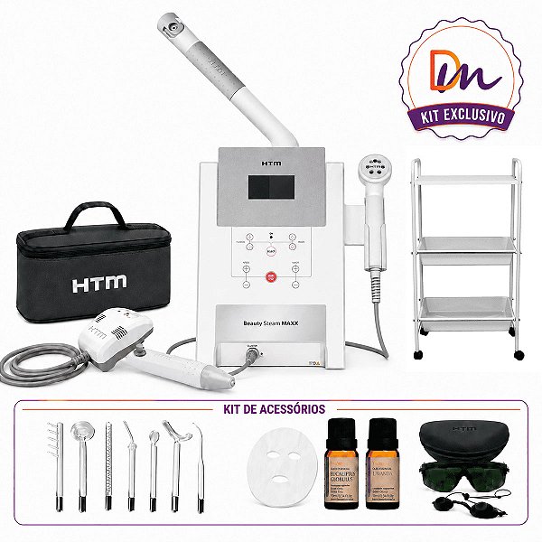 Beauty Steam Maxx + Beauty Face e Eletrodos + Carrinho + Aroma e Máscara
