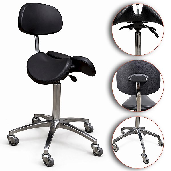 Mocho Sela Split Assento Ergonômico Com Encosto Preto - Akmed