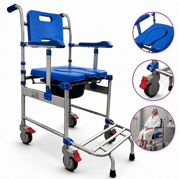 Cadeira De Banho S50 Azul Dobrável Até 120 Kg - Supermedy