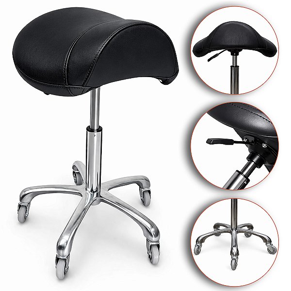 Mocho Sela Fixo Assento Ergonômico Giratório Preto - Akmed