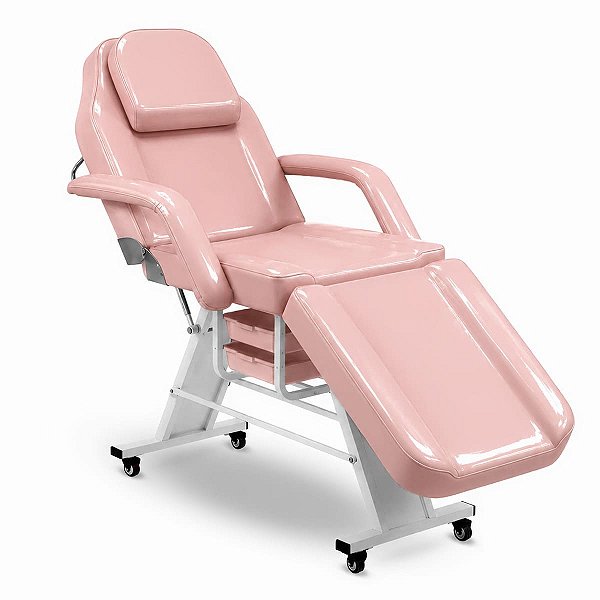 Poltrona Maca Fixa Reclinável Soft Rosa Plastificada Com 2 Bandejas - Akmed
