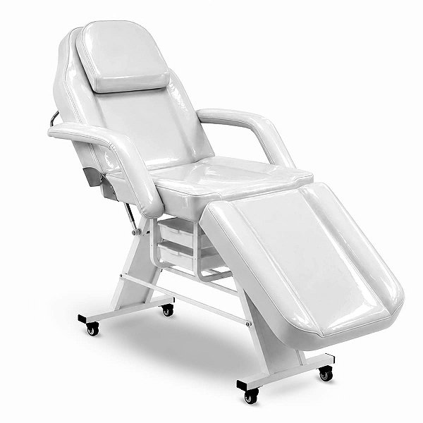 Poltrona Maca Fixa Reclinável Soft Branca Plastificada Com 2 Bandejas - Akmed