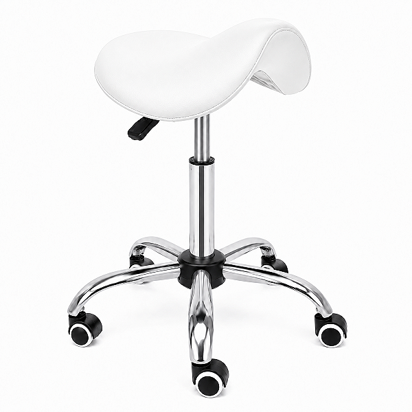 Mocho Sela Fixo Assento Ergonômico Giratório Branco - Akmed