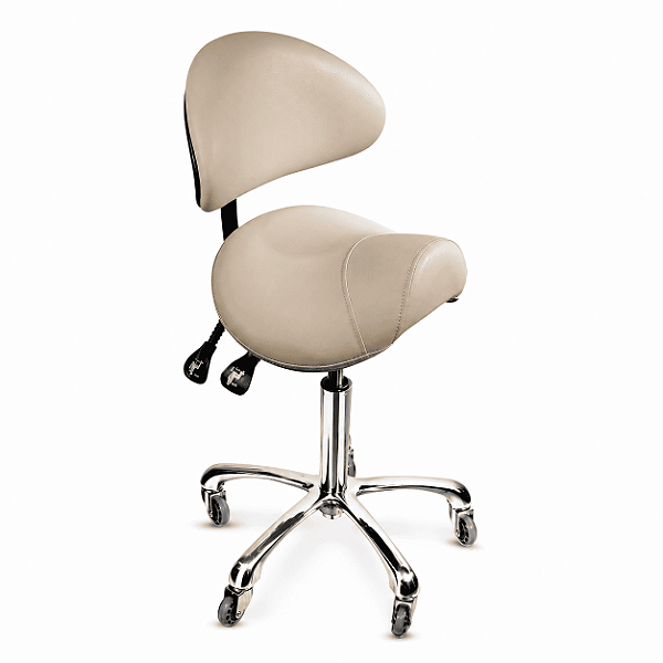 Mocho Sela Ajustável Ergonômico Com Encosto Bege - Akmed