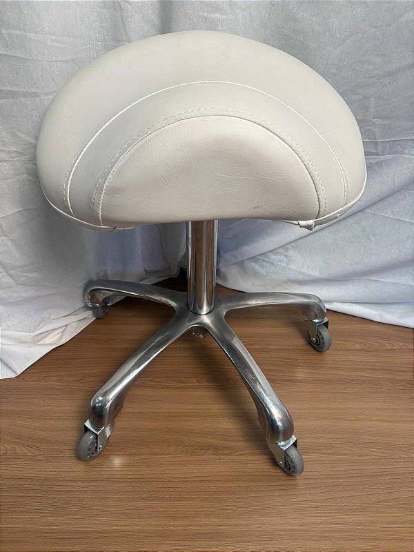Mocho Sela Fixo Assento Ergonômico Giratório - Akmed - Branco - Showroom